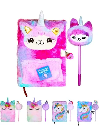 Unicorn Notebook Soft Pompom Pen and Stickers Set 