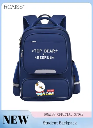 Large-Capacity Printed Embroidered Backpack Children'S School Travel Spine Protection Decompression School Bag 