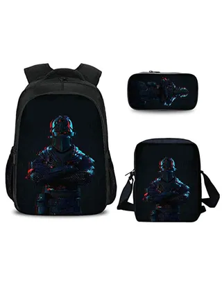 Three-piece Backpack Set, Personalized Burden School Bag Sport Casual Outdoor Shoulder Messager Bag Unisex Handbag Black 