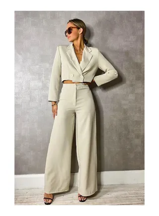 Woven Tailored Cropped Blazer 