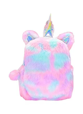 Plush Unicorn Backpack Pink/Blue 