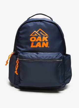 Boys Logo Print Backpack with Adjustable Straps and Zip Closure 