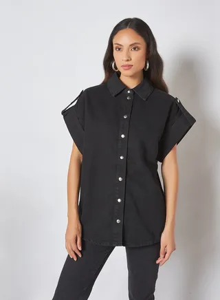 Cap Sleeve Waistcoat Black 