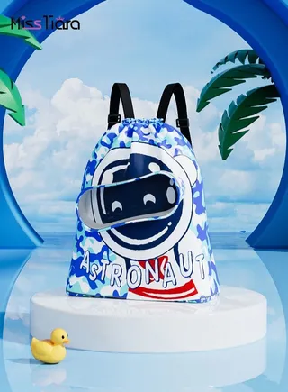 Drawstring Waterproof Backpack Beach Bag Dry and Wet Separation Swimming Bag Girls Boys Sports Gym Backpack Children Portable Cartoon Backpack 