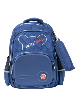 Kids Pencil Case Attached Pattern Backpack 17.7 Inches Blue/White/Red 