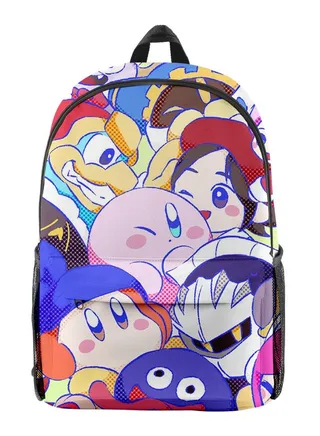 【 School Season 】Kirby Children's Cartoon Backpack Student Schoolbag Youth Large Capacity Backpack Suitable for 14-inch Laptop Bag Travel bag 