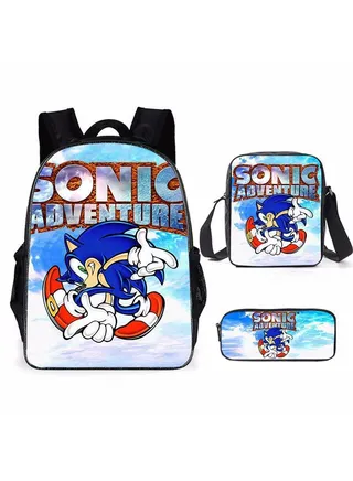 3-Piece Cartoon SONIC 3D Print Backpack Set 
