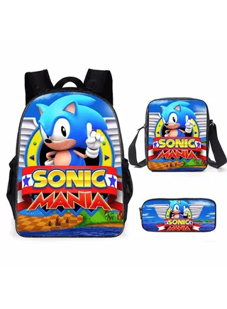 3-Piece Cartoon SONIC 3D Print Backpack Set 