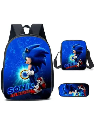 3-Piece Cartoon SONIC 3D Print Backpack Set 