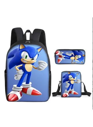 3-Piece Cartoon SONIC 3D Print Backpack Set 