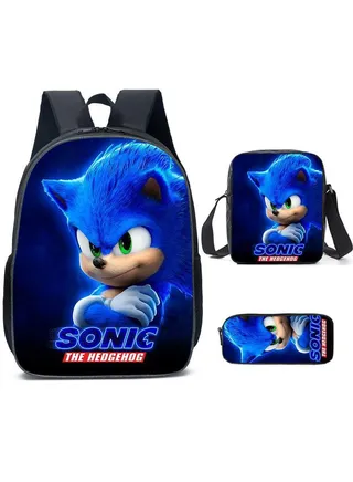 3-Piece Cartoon SONIC 3D Print Backpack Set 