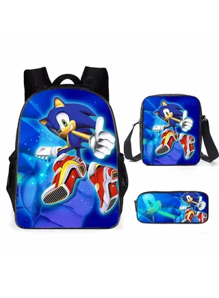3-Piece Cartoon SONIC 3D Print Backpack Set 