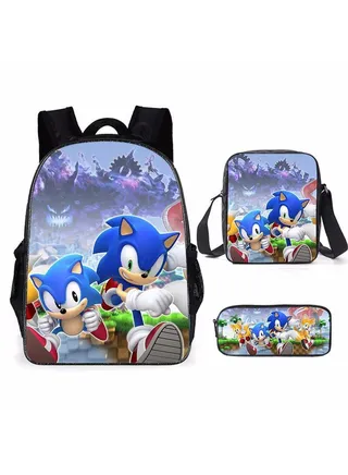 3-Piece Cartoon SONIC 3D Print Backpack Set 