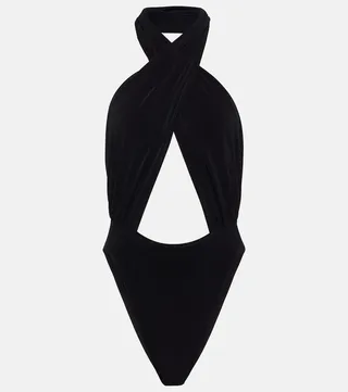 Crossover halterneck bodysuit