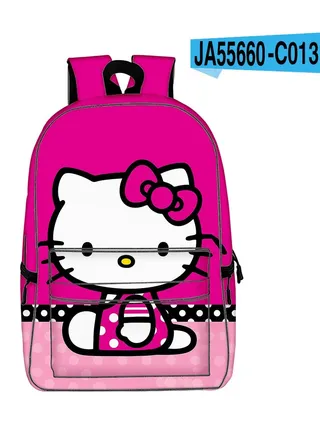 【 School Season 】Hello Kitty Kids Cute Backpack Student Large Capacity Schoolbag 14 Inch Laptop Bag Travel Bag Leisure Bag General College Bag 