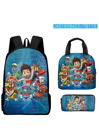 【 School Season 】Paw Patrol New Children's Backpack Student Cartoon School Bag Lunch Bag Pencil Box Three-piece Set for School 