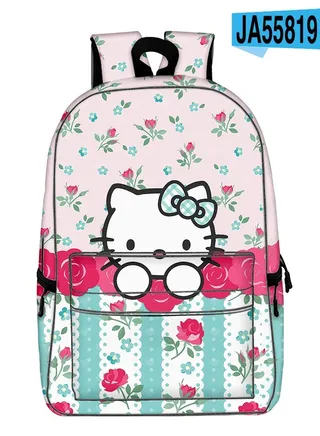 【 School Season 】Hello Kitty Kids Cute Backpack Student Large Capacity Schoolbag 14 Inch Laptop Bag Travel Bag Leisure Bag General College Bag 
