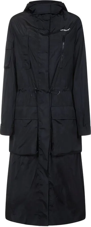 Off-White Diag-Stripe Long-Sleeved Hooded Raincoat