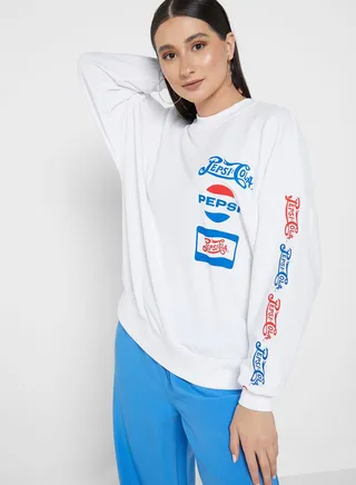 Crew Neck Printed Sweatshirt