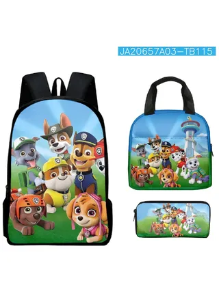 【 School Season 】Paw Patrol New Children's Backpack Student Cartoon School Bag Lunch Bag Pencil Box Three-piece Set for School 