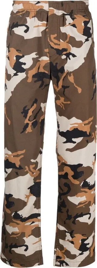 Camouflage-Pattern Straight-Leg Trousers