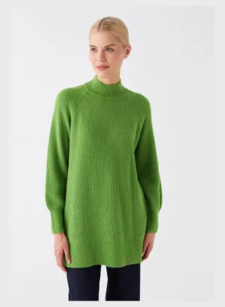High Neck Ribbed Sweatshirt