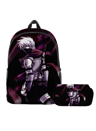 【 School Season 】Naruto Student Backpack Children's Anime Backpack Double-layer Pen Bag Two-piece Back-to-school Must-have 14-inch Laptop Bag Casual Bag Travel Bag 