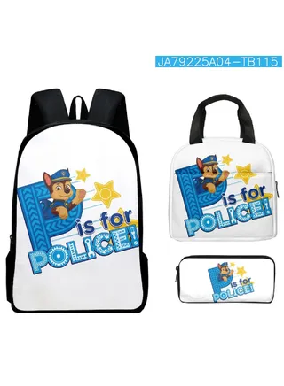 【 School Season 】Paw Patrol New Children's Backpack Student Cartoon School Bag Lunch Bag Pencil Box Three-piece Set for School 