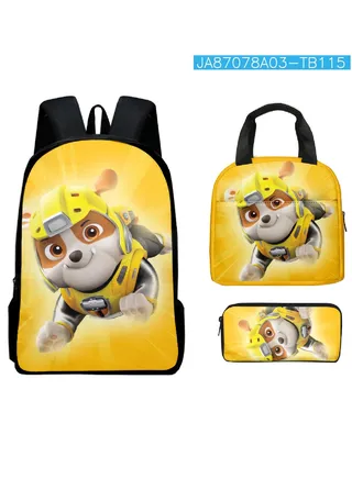 【 School Season 】Paw Patrol New Children's Backpack Student Cartoon School Bag Lunch Bag Pencil Box Three-piece Set for School 