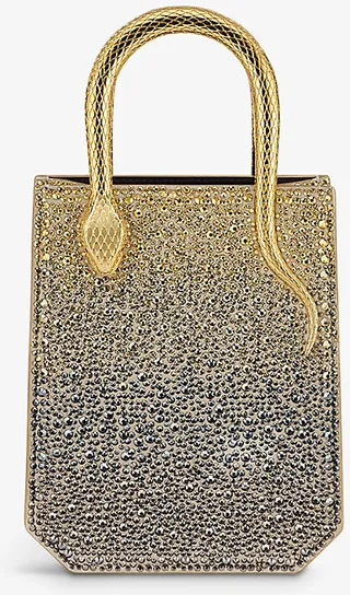 Womens Gold Serpentine Suede Tote bag