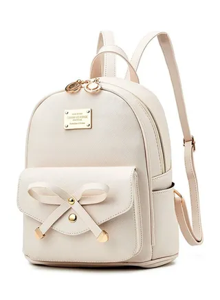 Girls Bowknot Cute Leather Backpack Mini Backpack Purse for Women 
