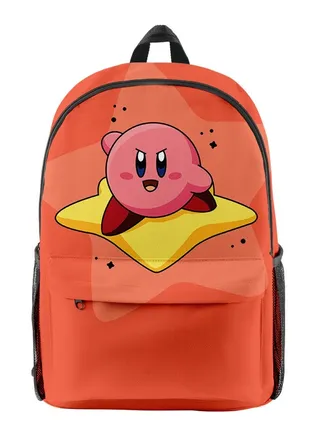 【 School Season 】Kirby Children's Cartoon Backpack Student Schoolbag Youth Large Capacity Backpack Suitable for 14-inch Laptop Bag Travel bag 