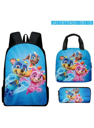 【 School Season 】Paw Patrol New Children's Backpack Student Cartoon School Bag Lunch Bag Pencil Box Three-piece Set for School 