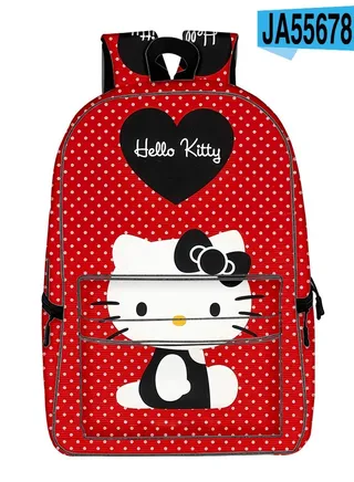 【 School Season 】Hello Kitty Kids Cute Backpack Student Large Capacity Schoolbag 14 Inch Laptop Bag Travel Bag Leisure Bag General College Bag 