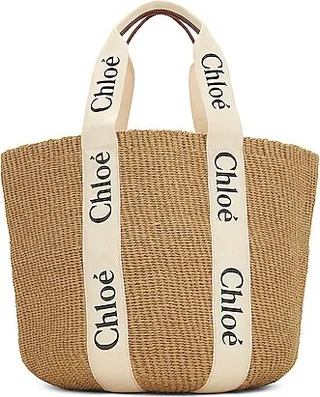 Chloe Woody Basket Tote in Neutral