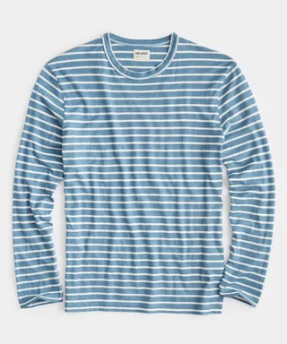 Issued By: Japanese Nautical Striped Tee in Oil Blue