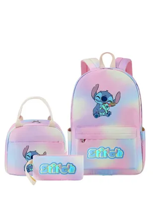 Stitch Cartoon Backpack Three-Piece Set 
