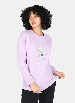 Casual Graphic Printed Crew Neck Regular Fit Sweatshirt Orchid Bloom 