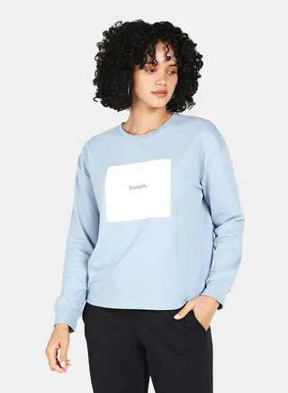 Casual Graphic Printed Crew Neck Regular Fit Sweatshirt Blue Fog 