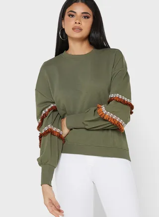 Round Neck Knitted Sweatshirt 