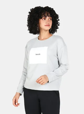 Casual Graphic Printed Crew Neck Regular Fit Sweatshirt Grey 