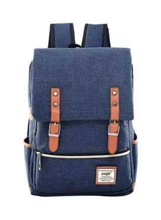 Canvas Backpack Blue/Brown/Black 