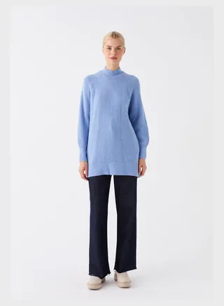 High Neck Ribbed Sweatshirt
