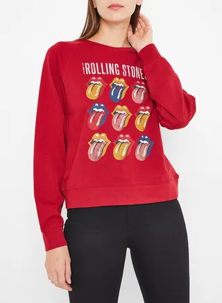 Rolling Stones Band Sweatshirt Red 
