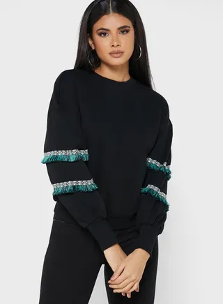 Round Neck Knitted Sweatshirt 