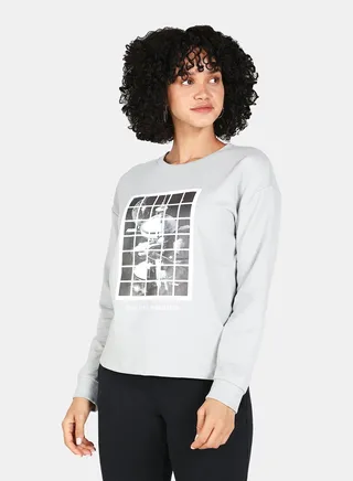 Crew Neck Casual Printed Sweatshirt Grey 