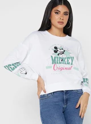 Printed Round Neck Sweatshirt 
