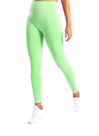 Seamless Jacquard Point High Waist Fitness Leggings Green 