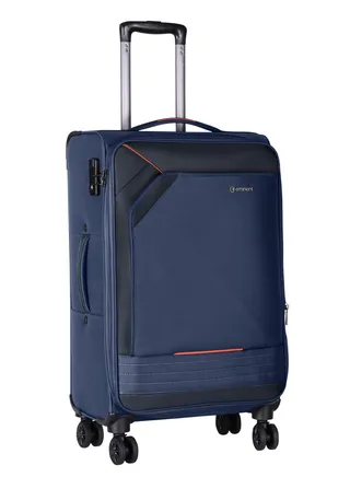 Expandable Luggage Trolley Bag Soft Suitcase for Unisex Travel Polyester Shell Lightweight with TSA lock Double Spinner Wheels E777SZ Medium Checked 24 Inch Navy Blue 