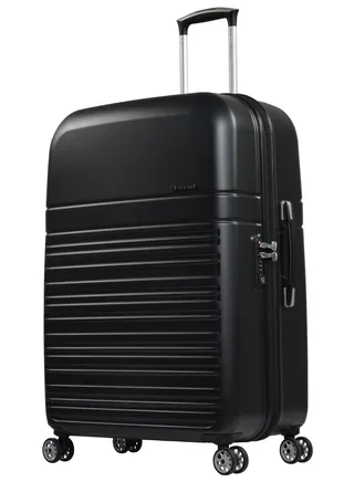 Hard Case Luggage Trolley Makrolon Polycarbonate Super Lightweight Anti Scratch Suitcase 4 Quiet Double Wheels TSA Lock KF91 Black 